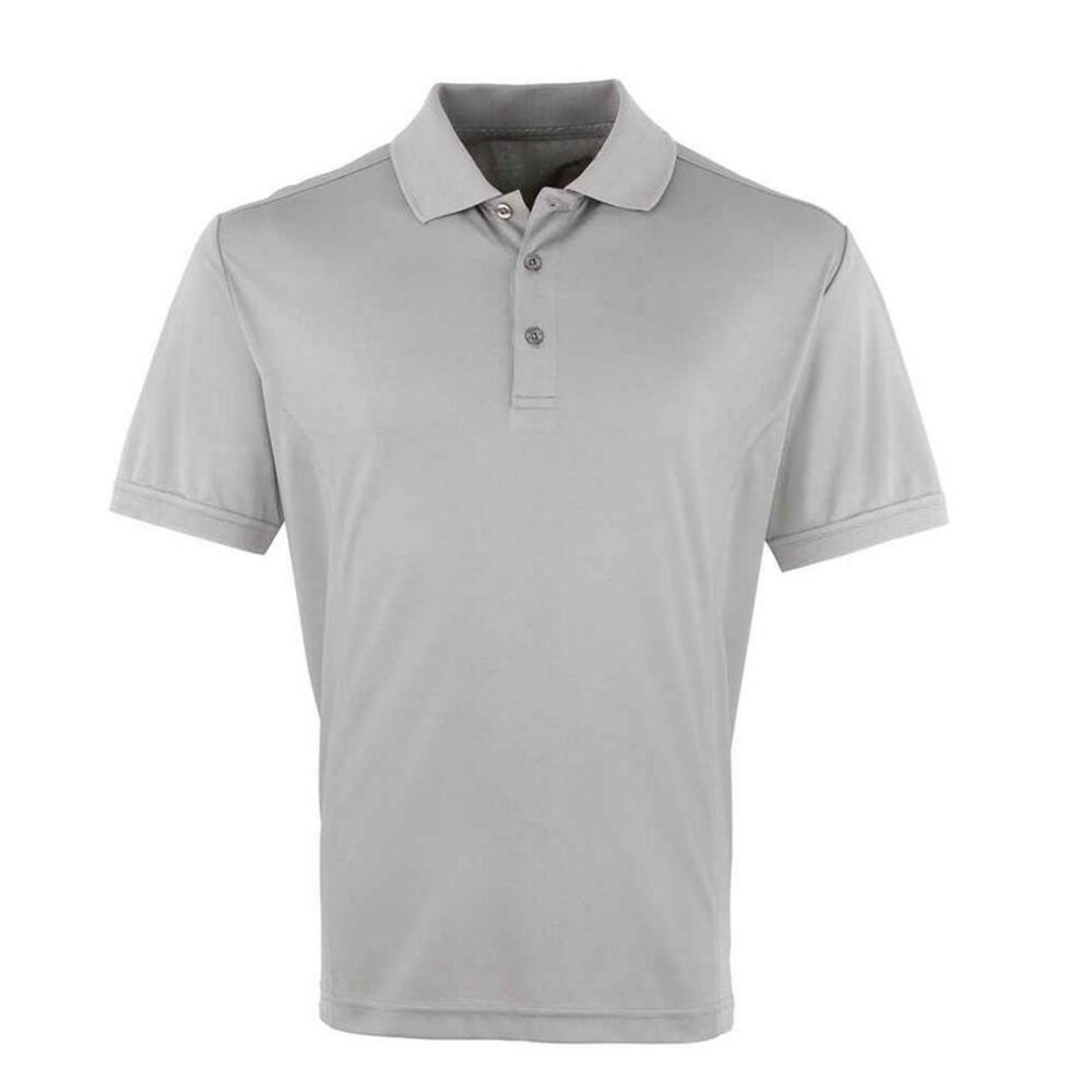 Premier Mens Coolchecker Pique Polo Shirt / Silver
